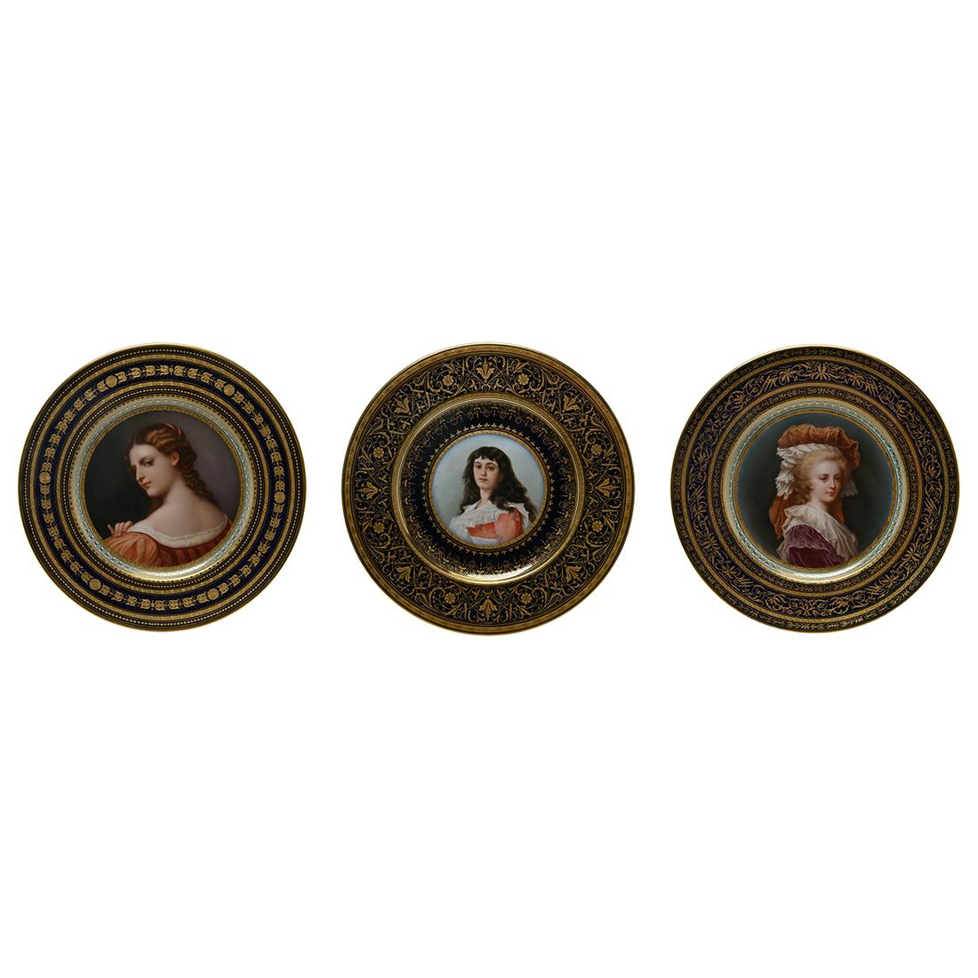 Three Vienna Porcelain Portrait Plates Signed Wagner. (1 of 7)
