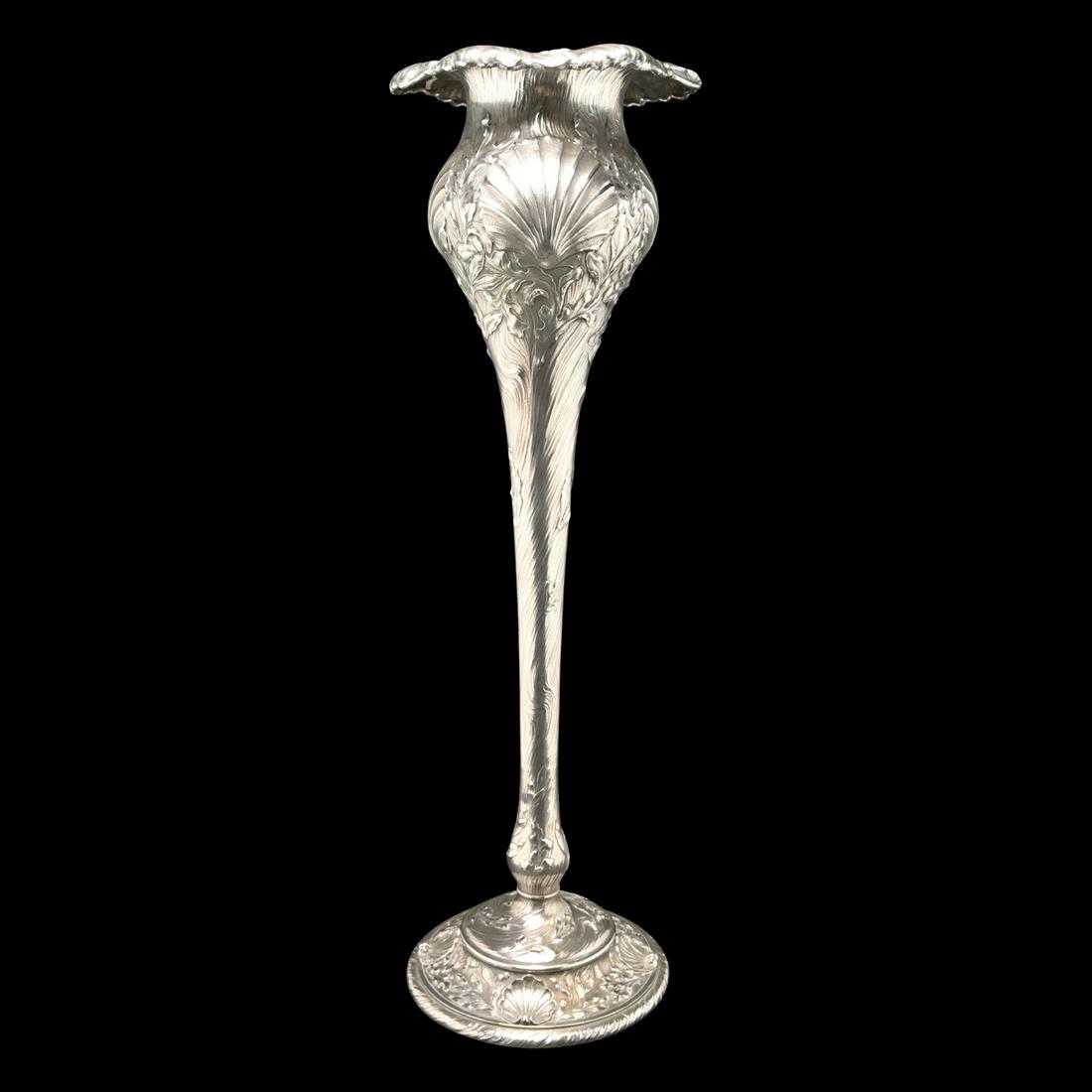 Shreve & Co Art Nouveau Sterling Silver Trumpet Vase. (1 of 7)