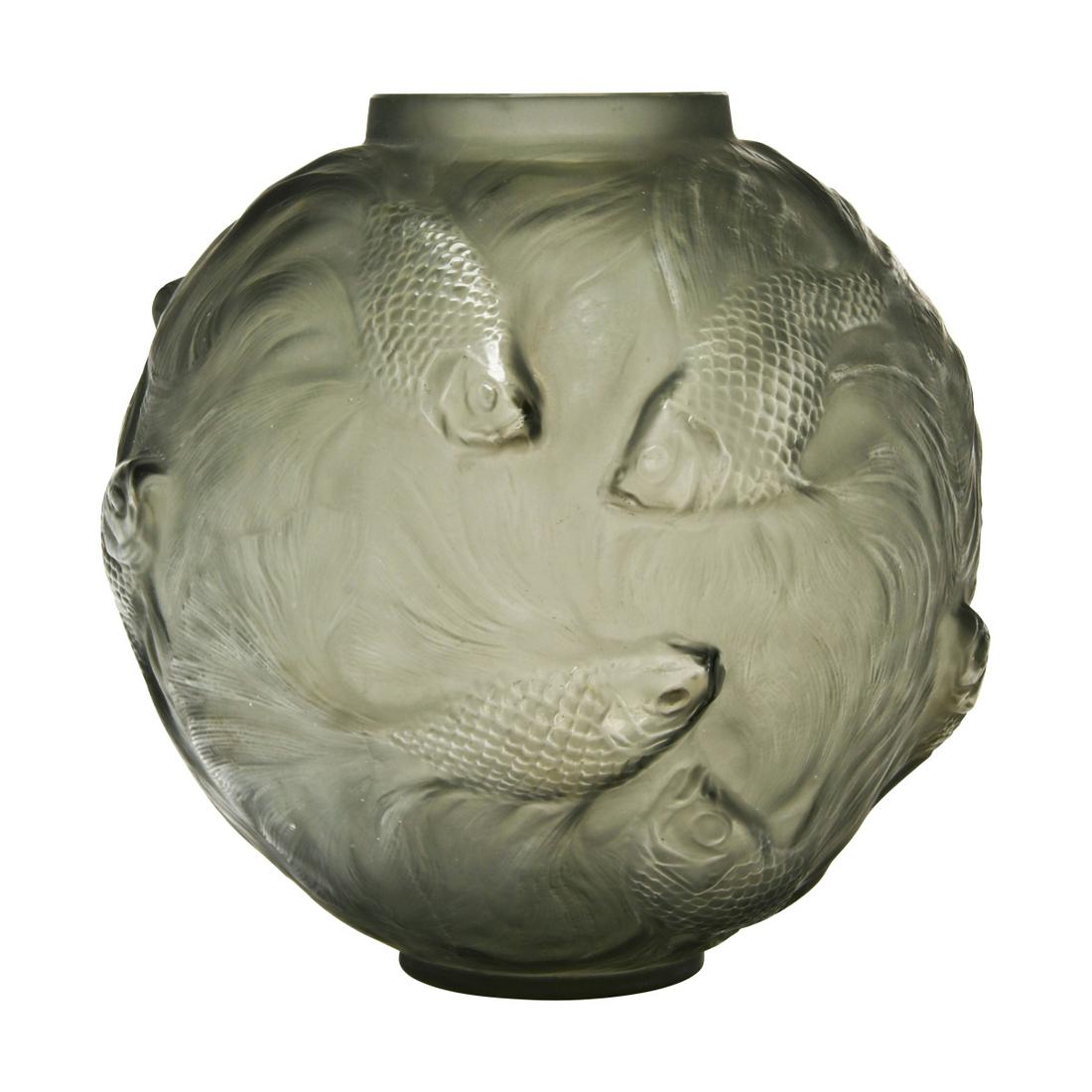 Lalique 'Formose' Gray Glass Vase. (1 of 5)