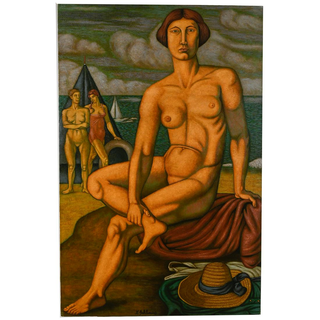 Norbert Schlaus, Figures at the Beach with Sailboats (1 of 4)