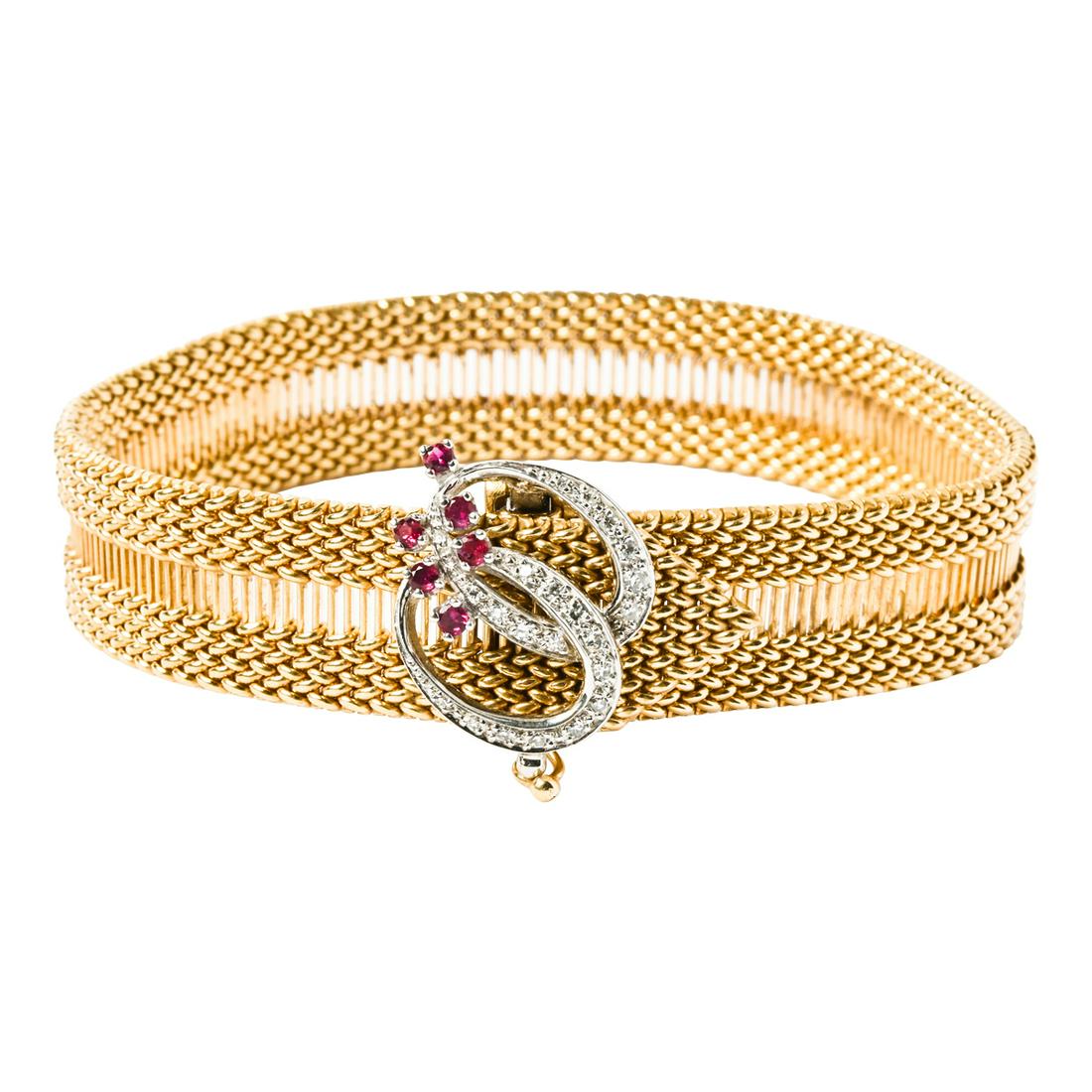 Diamond, Ruby, 14k Gold Bracelet. (1 of 6)