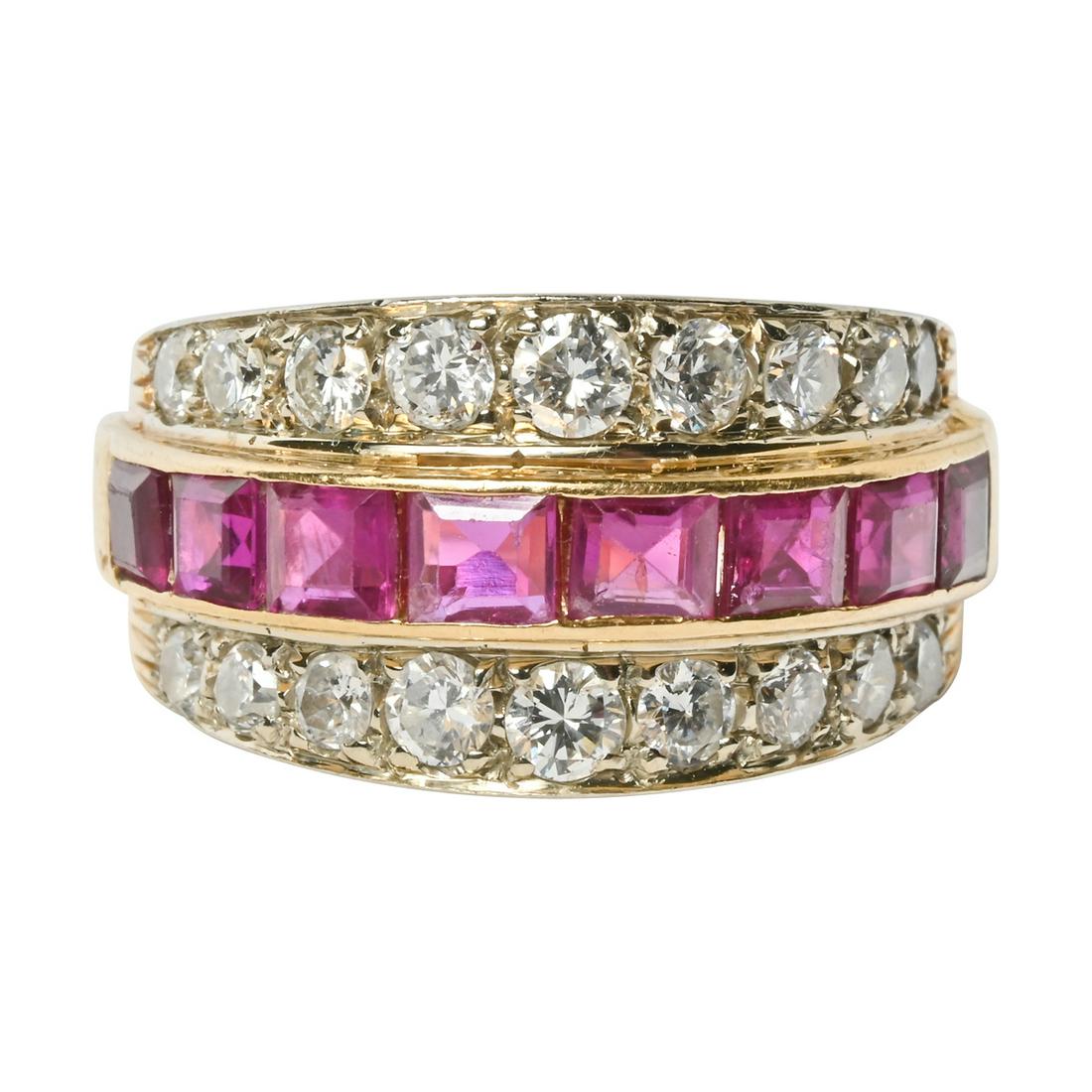 Ruby, Diamond, 18k Yellow Gold Ring. (1 of 4)