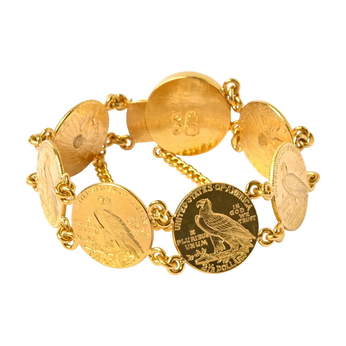 Gold Coin, 24k Yellow Gold Bracelet. (1 of 4)