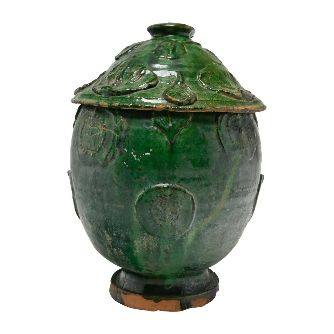 Han Dynasty Green Glazed Pottery Vessel and Cover (1 of 4)