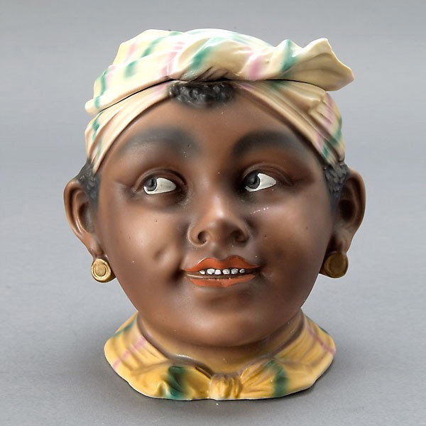 Austrian Caribbean Head Ceramic Humidor: Austrian Caribbean Head Ceramic Humidor {Height 5 1/2 inches} [Tiny chip to inside of lid]