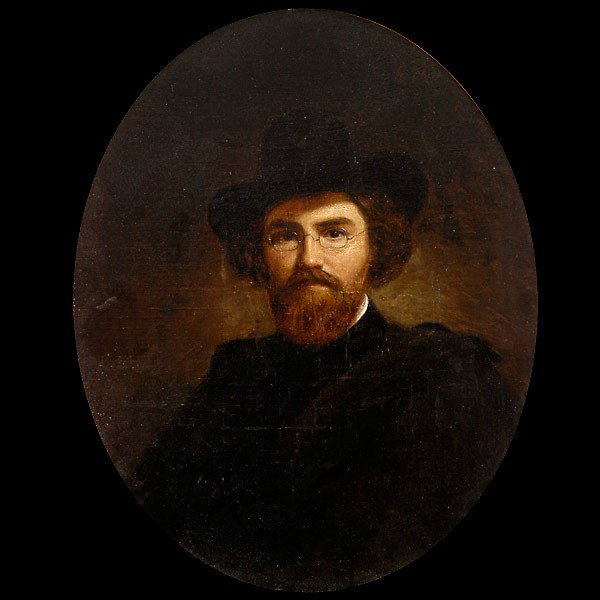 European Portrait of a Man. Oil on canvas: CONTINENTAL SCHOOL (18th- 19th Century) Portrait of a Man. Oil on canvas mounted on board. Oval: 16 1/2 x 13 1/2 inches. Fair/good condition: Craquelure across surface, several areas of paint loss wit