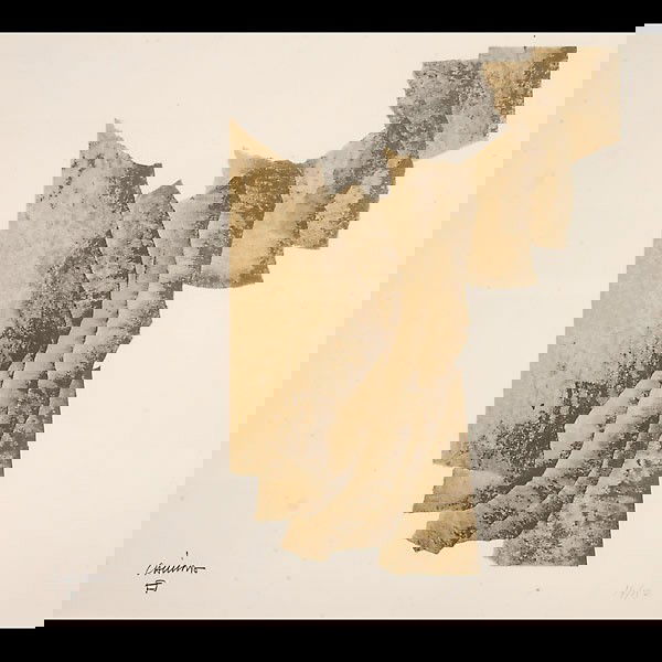 EDUARDO CHILLIDA. Color lithograph.: EDUARDO CHILLIDA. (Spanish, 1924 - 2002) Color lithograph. Paper: 17 1/2 - 19 inches. Signed lower left. Numbered 14/150 lower right. Good condition: A few small burn marks across surface. Framed, mat