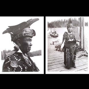 WILLIAM HEICK Charlie Seaweed "Chief Siwiti" 1951.: WILLIAM HEICK. (American, 20th Century) Two photos of Charlie Seaweed. "Chief Siwiti, Blunden Harbur, B.C." 1951, printed later. Two Black and white photographs. Image: 6 3/4 x 5 inches each. Signed a