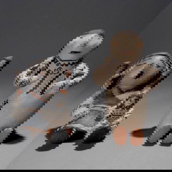 Two Cochiti storytellers, painted ceramic.: Two Cochiti storytellers, painted ceramic. one signed Mary Martin 1983. H = 7 5/8 inches