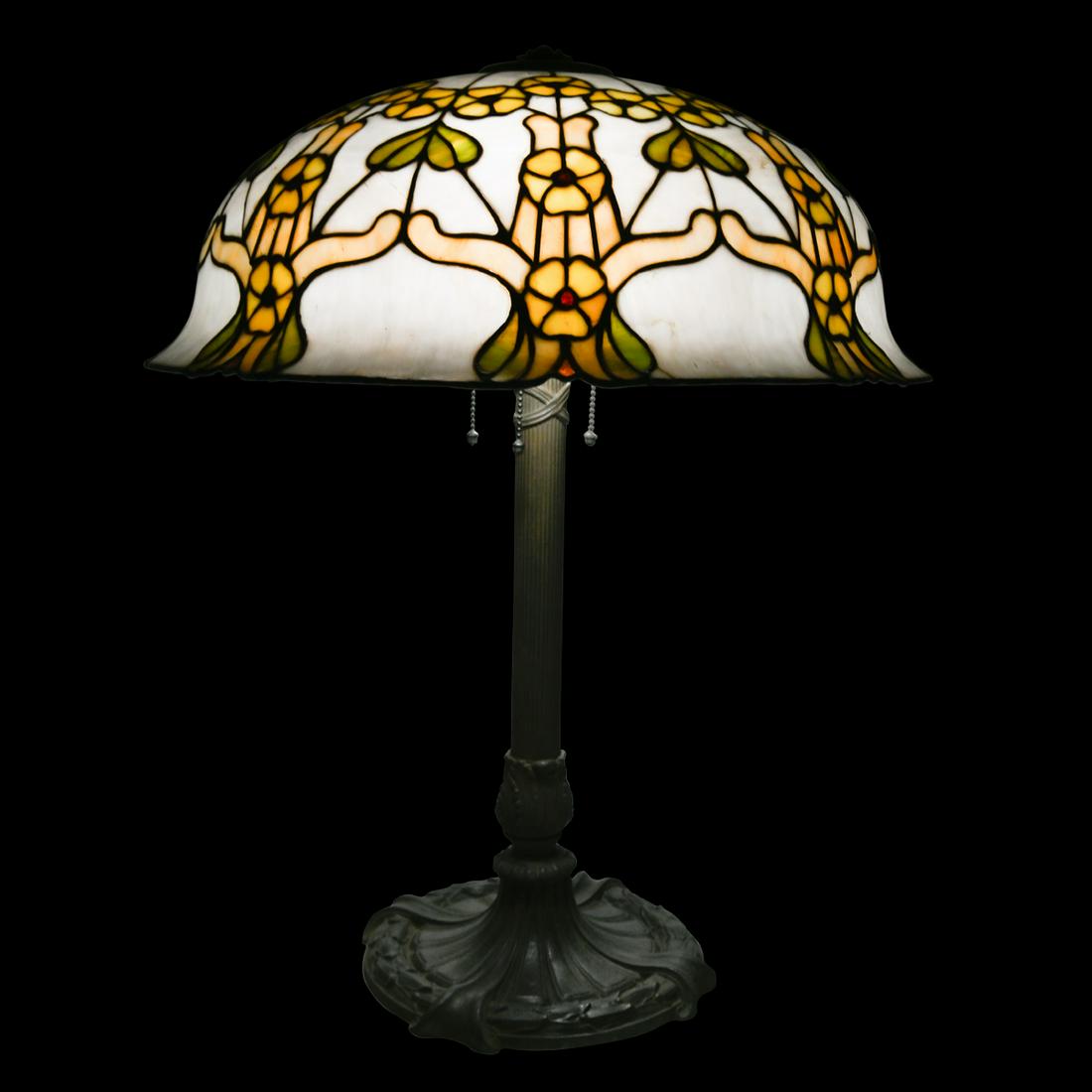 1930s Leaded Glass Table Lamp. (1 of 3)