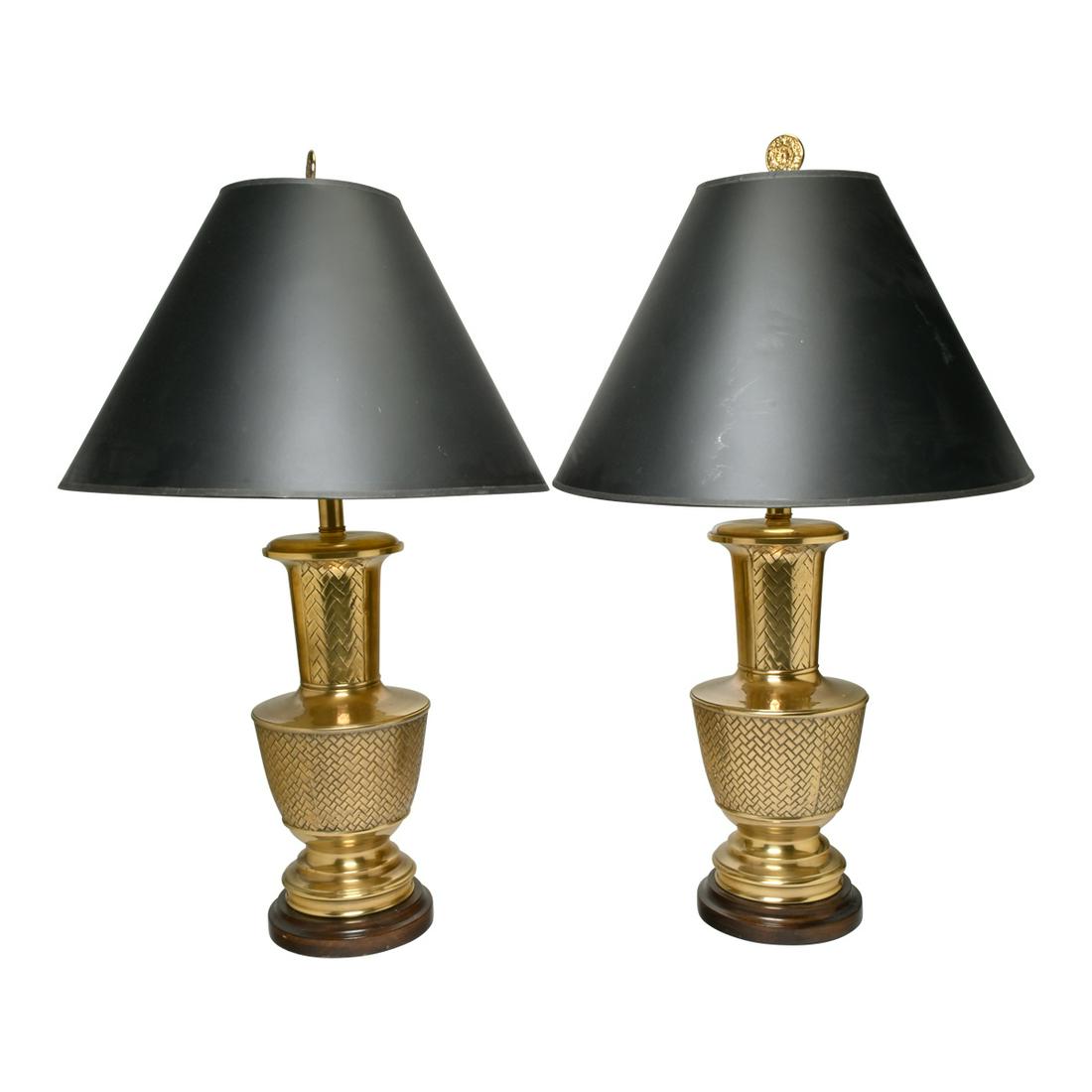 Pair of Frederick Cooper Gilt Brass Table Lamps. (1 of 3)