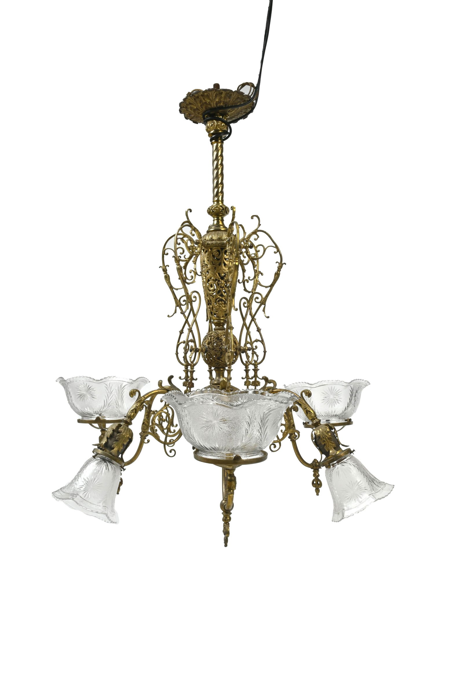 Victorian Brass Transitional Chandelier. (1 of 3)