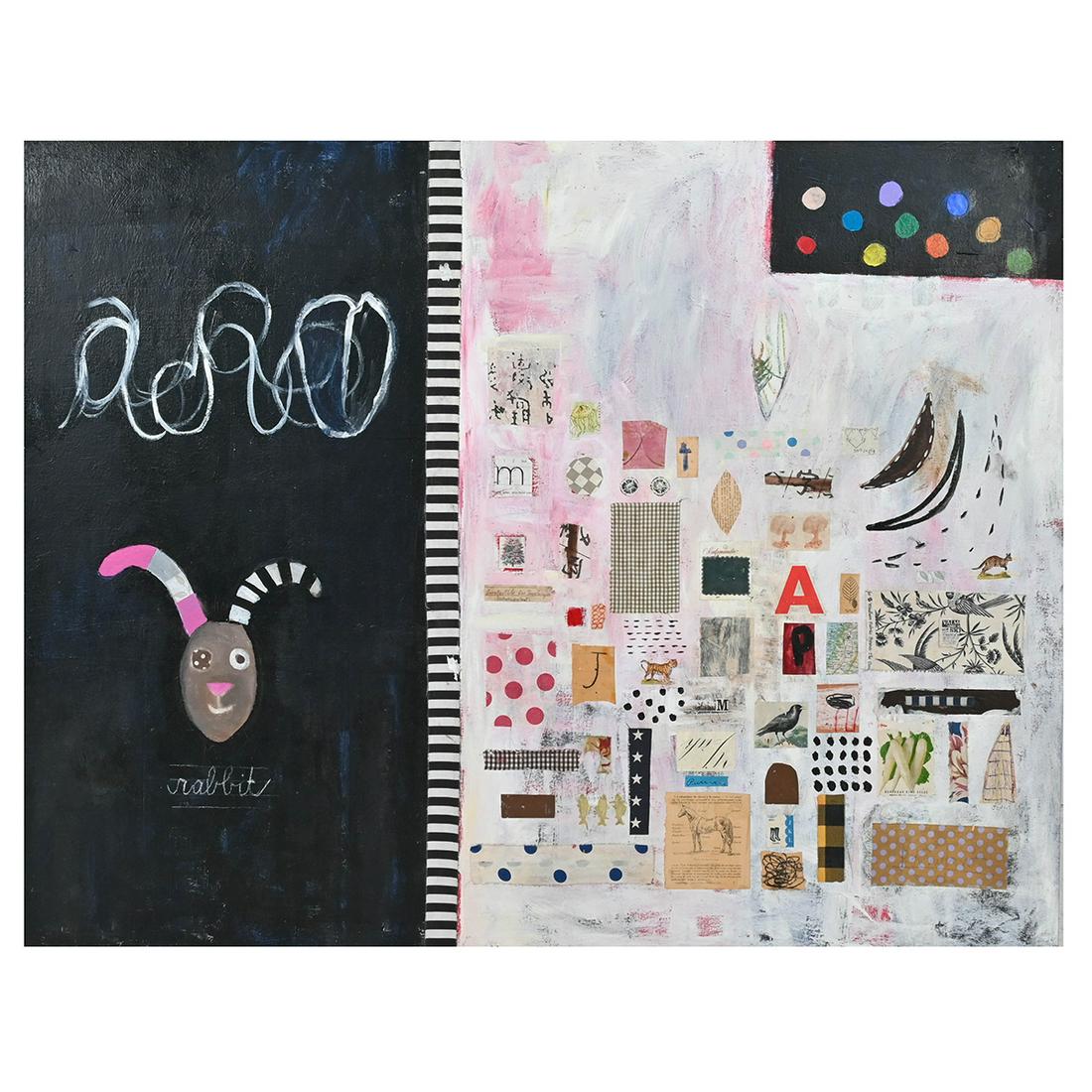 Large Mixed Media Abstract Artwork, Rabbit. (1 of 2)