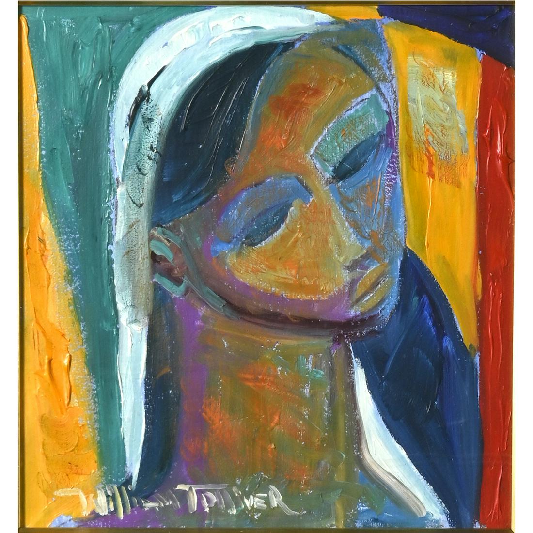 William Tolliver, Portrait of a Woman, oil on paper (1 of 4)