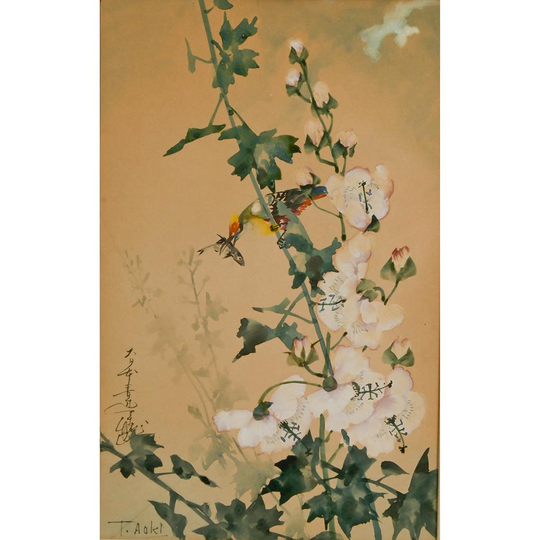 Toshiro Aoki, Flowers, gouache and watercolor on paper (1 of 3)