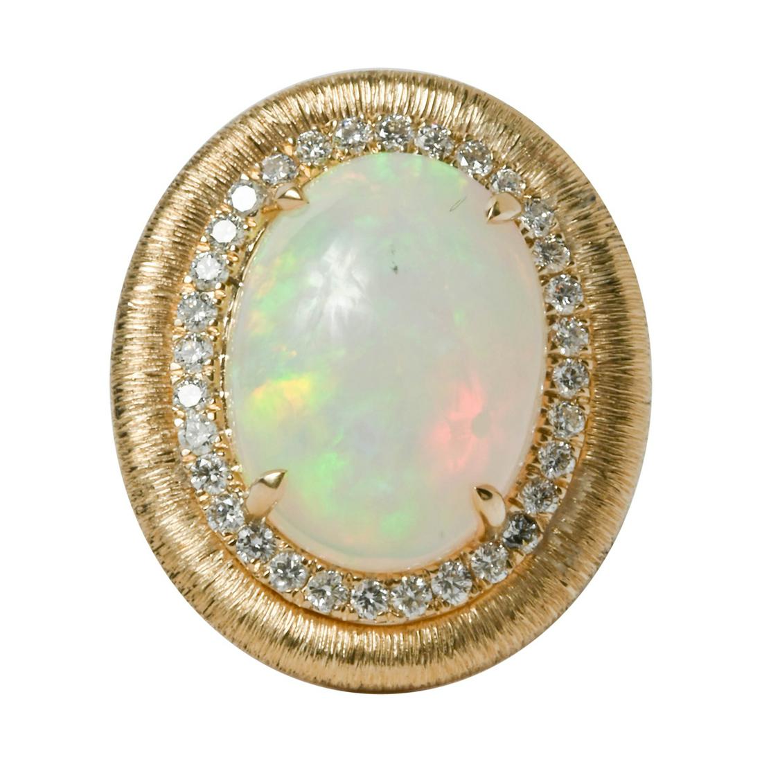 Opal, Diamond, 14k Yellow Gold Ring. (1 of 3)