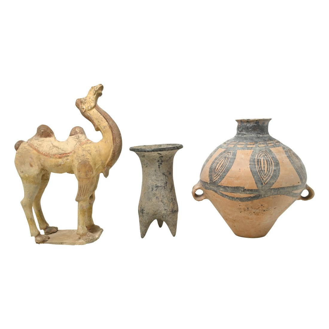 Two Chinese Unglazed Pottery Jars and A Camel (1 of 3)