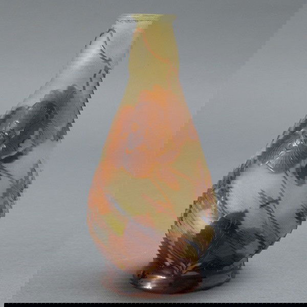 Daum Nancy Cameo Glass Vase: Daum Nancy Cameo Glass Vase {Height 6 1/4 inches} [Drilled with hole in base and side]