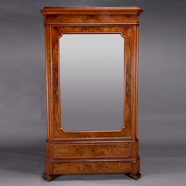 Victorian Mahogany Armoire with Mirror Door: Victorian Mahogany Armoire with Mirror Door, Second Quarter 19th Century {Dimensions 86 1/4 x 46 x 25 inches} [KEY]