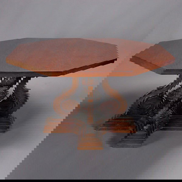 Italian Renaissance Style Octagonal Dining Table: Italian Renaissance Style Octagonal Top Dining Table {Dimensions 30 1/4 x 54 x 54 inches} [Refinished]