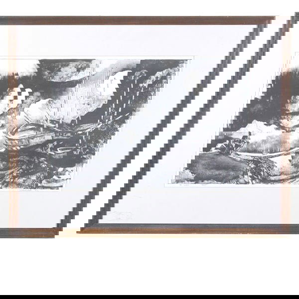 MILLARD SHEETS, The Island, Lithograph.: MILLARD OWEN SHEETS. (American, 1907 - 1979) "The Island" 1972. Lithograph on wove paper. Image: 13 3/4 x 20 1/2 Inches . Signed and dated lower right. Titled and numbered 126/200 lower left Very good