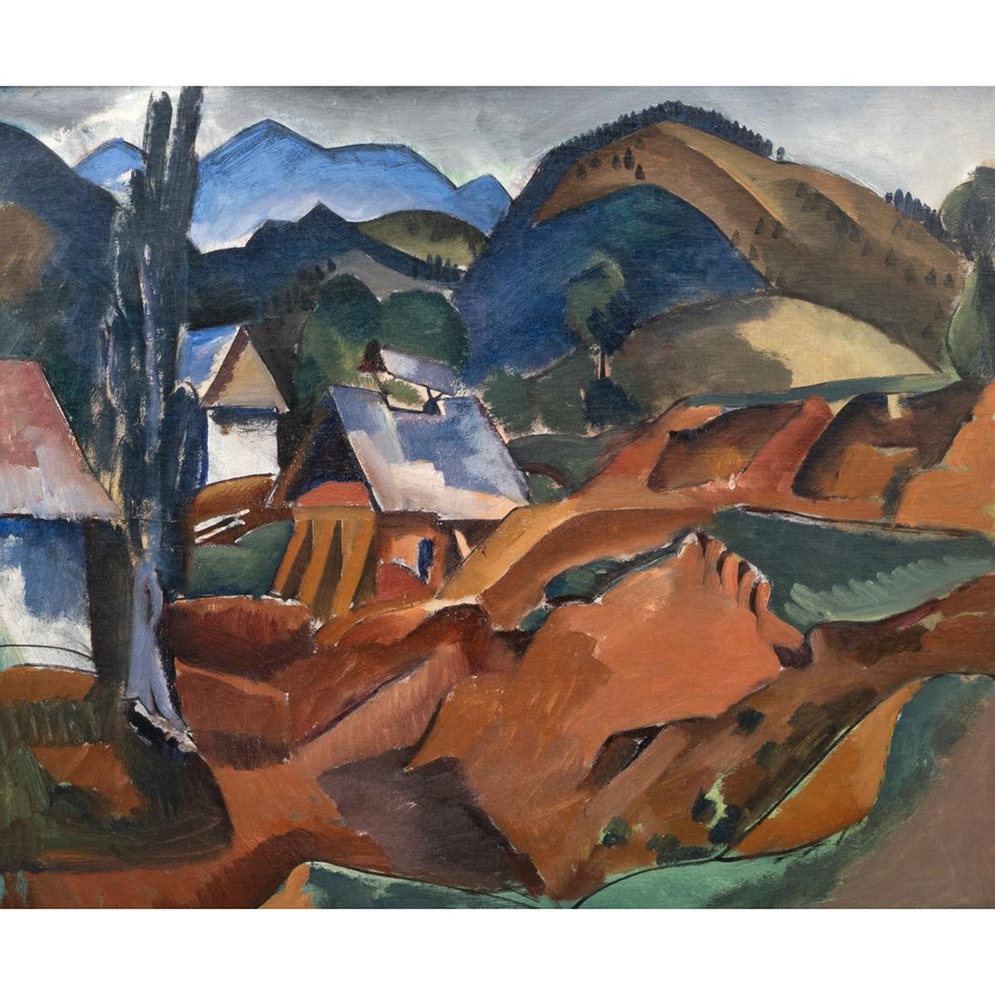 Jan Matulka, Bohemian Landscape, Oil on Canvas (1 of 3)