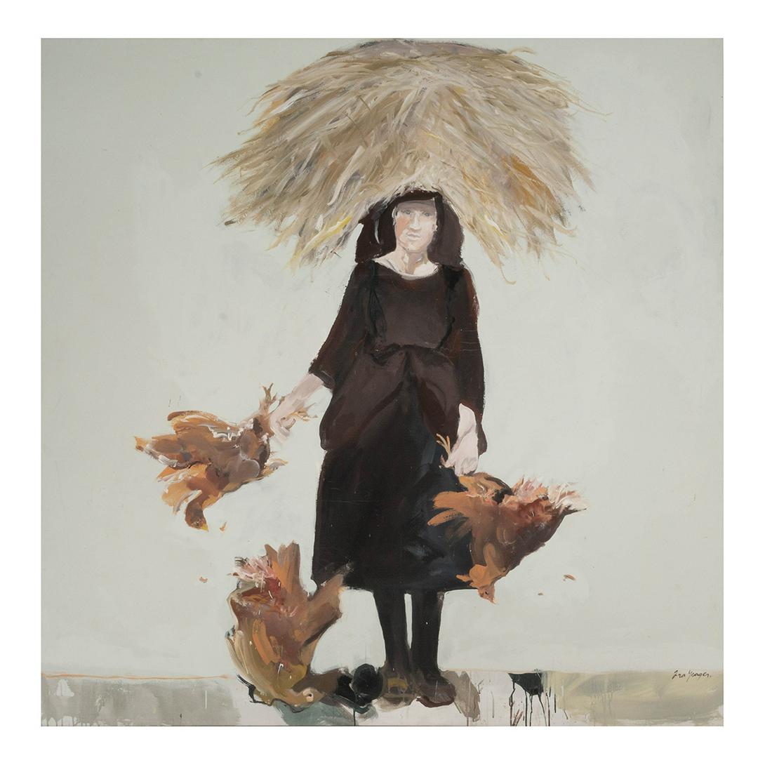 Ira Yeager, Chicken Lady, oil on canvas (1 of 4)