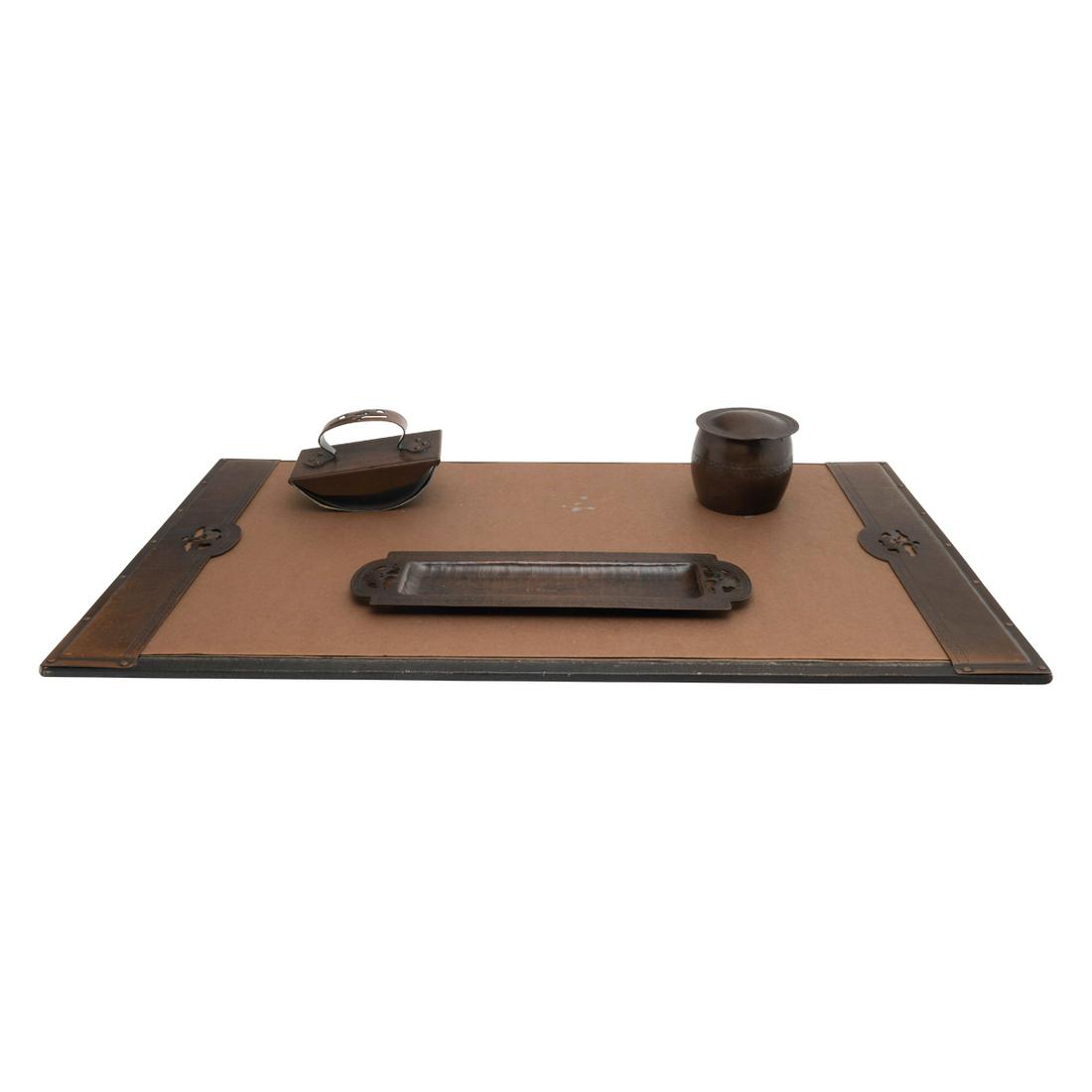 Four Piece Dirk Van Erp Oak Tree Motif Desk Set. (1 of 4)