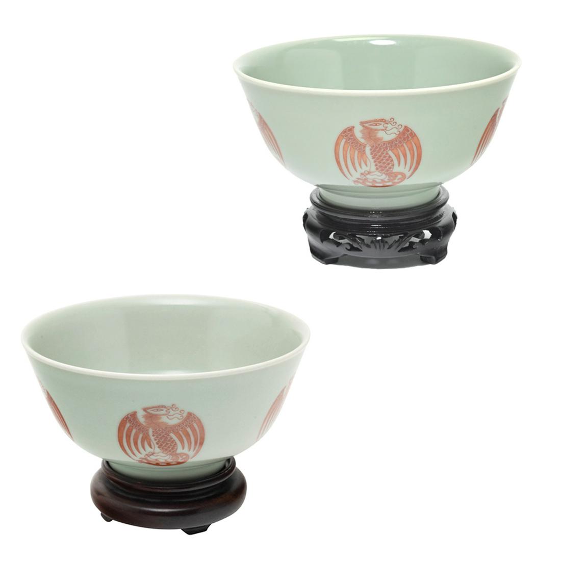 Pair of Phoenix Roundel Bowl, Daoguang Mark (1 of 8)
