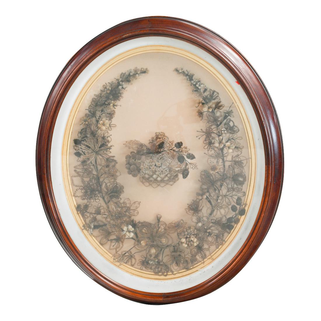 Victorian Oval Framed Hair Wreath. (1 of 3)