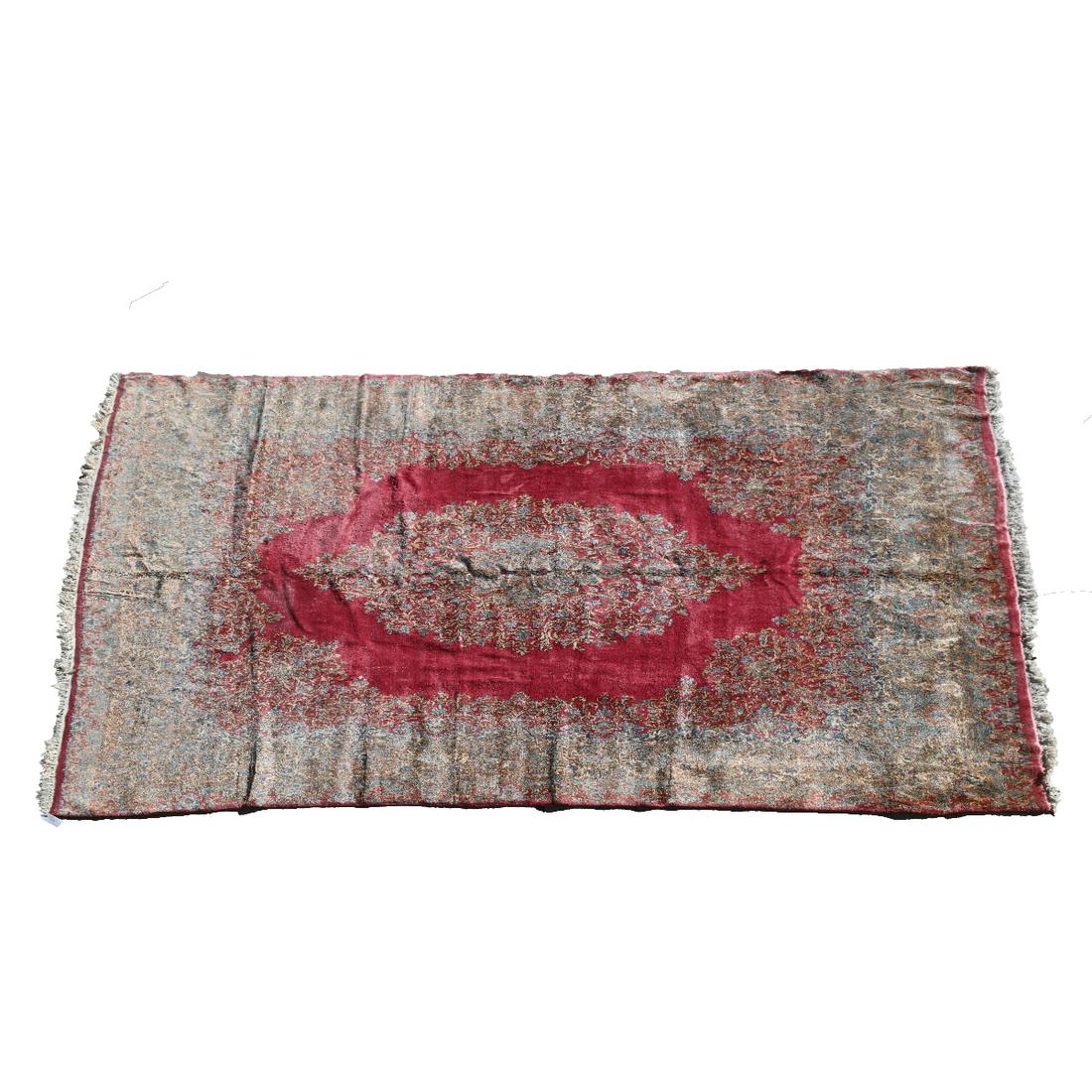 Semi Antique Persian Kerman Rug with Red Field. (1 of 3)
