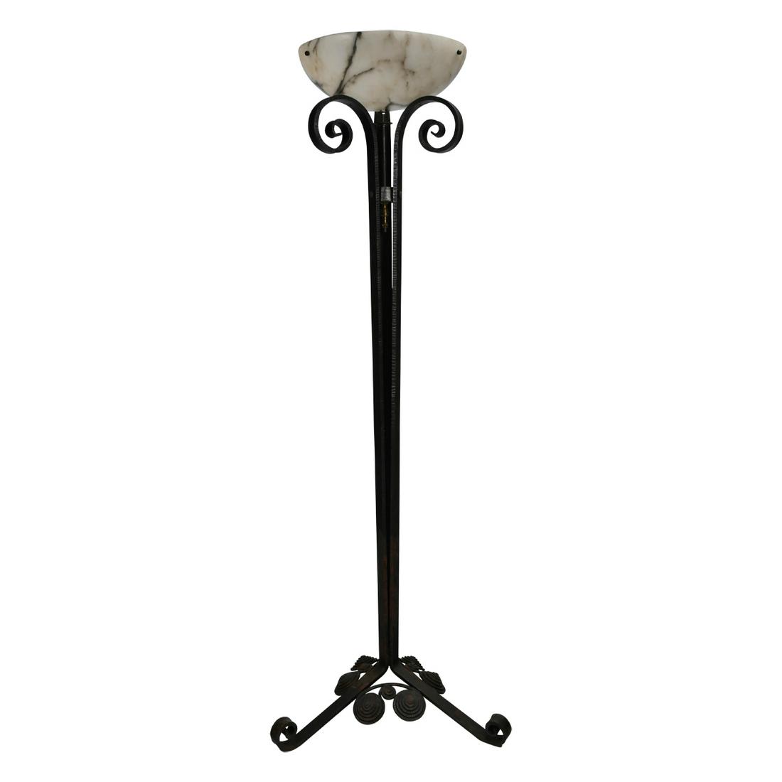 Art Deco Style Wrought Iron and Steel Torchere. (1 of 3)