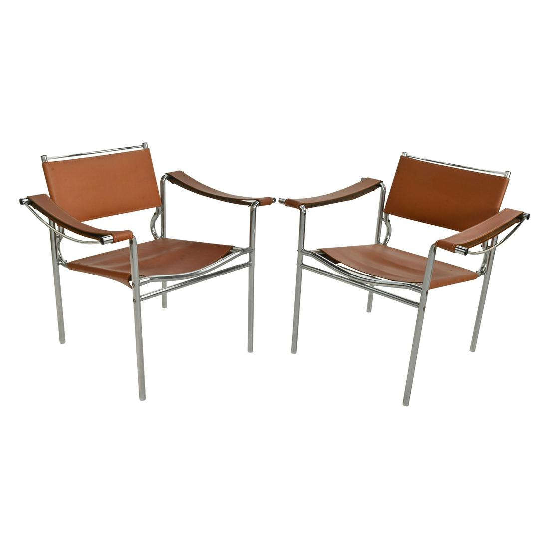 Pair of Leather Strap LCI Chairs by Cassina. (1 of 3)