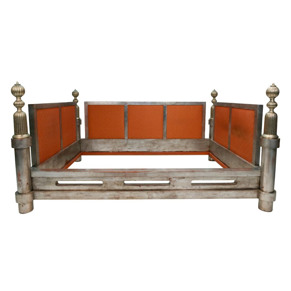 Custom Silvered Wood and Metal Day Bed. (1 of 3)