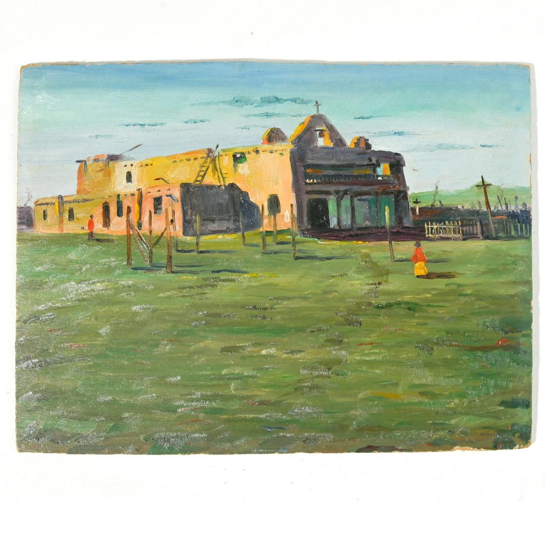 Elbridge Ayer Burbank "Indian Church", oil on board (1 of 2)