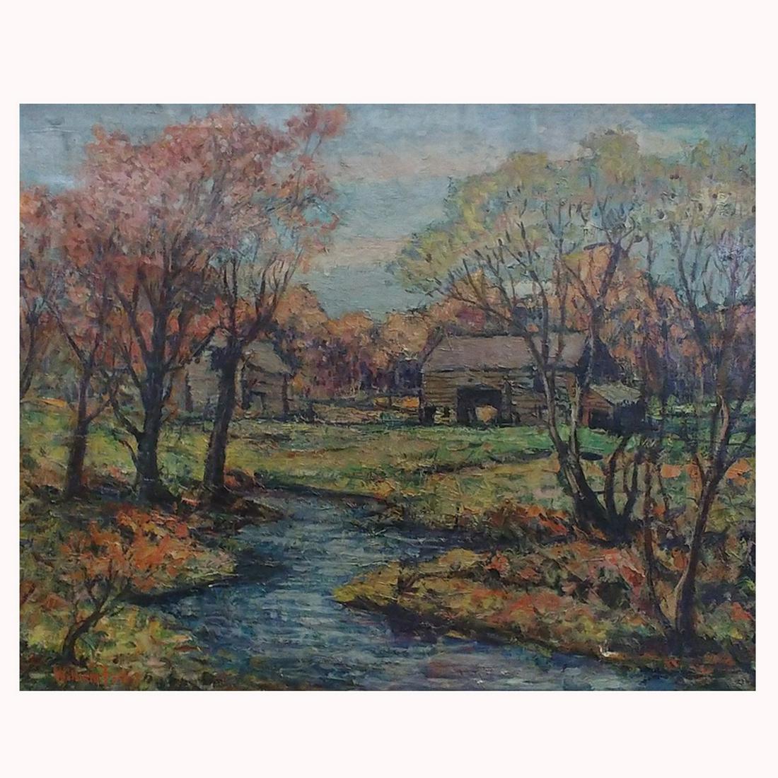 William Fisher, Autumn Landscape, oil on canvas (1 of 3)