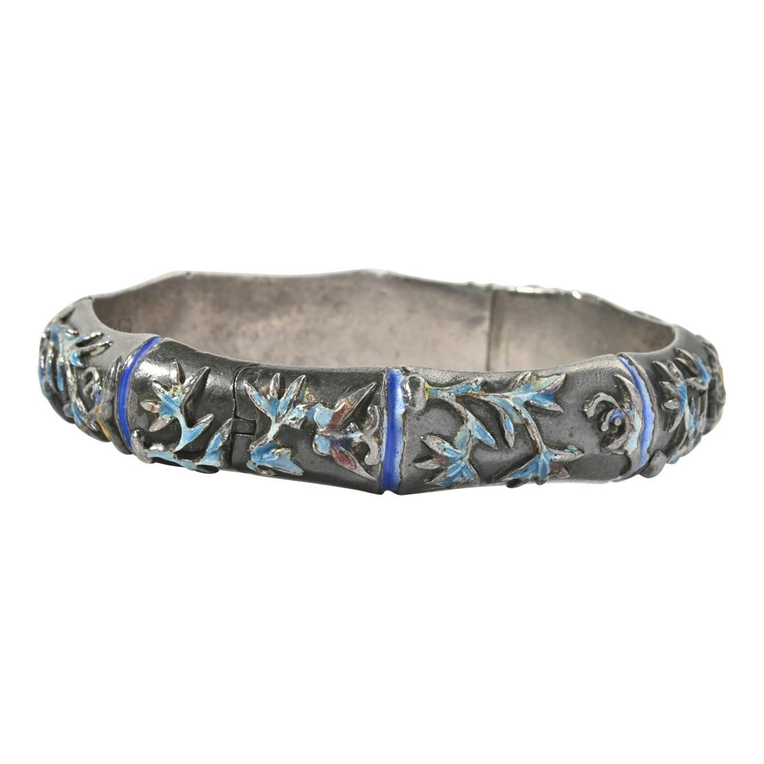 Chinese Enamel, Silver Bracelet. (1 of 4)