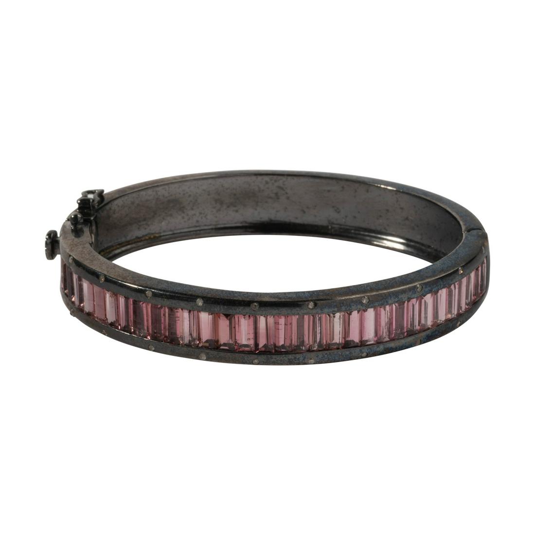 Pink Tourmaline, Diamond, Silver Bracelet. (1 of 3)