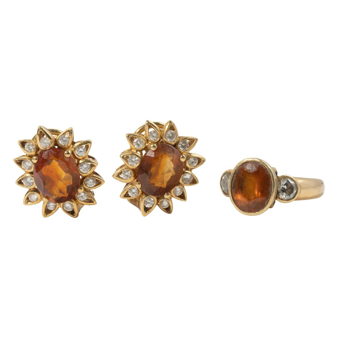 Citrine, Diamond, 18k Yellow Gold Jewelry Suite. (1 of 3)