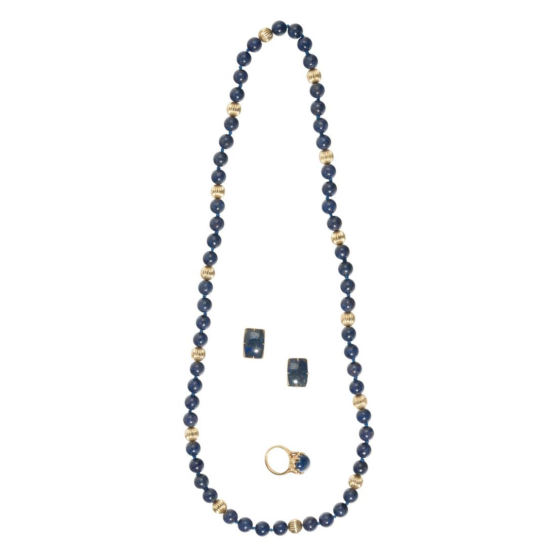 Lapis Lazuli, 14k Yellow Gold Jewelry Suite. (1 of 3)