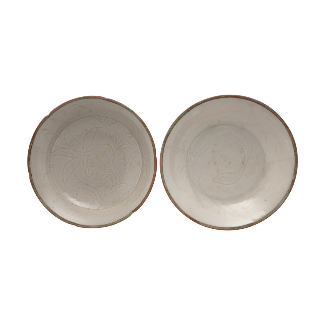 Two Chinese Carved Ding Type Dishes (1 of 3)