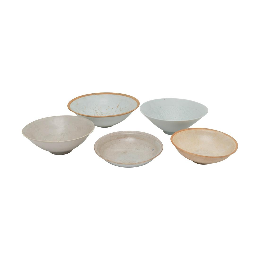 Five Chinese Ding Type Bowls (1 of 3)