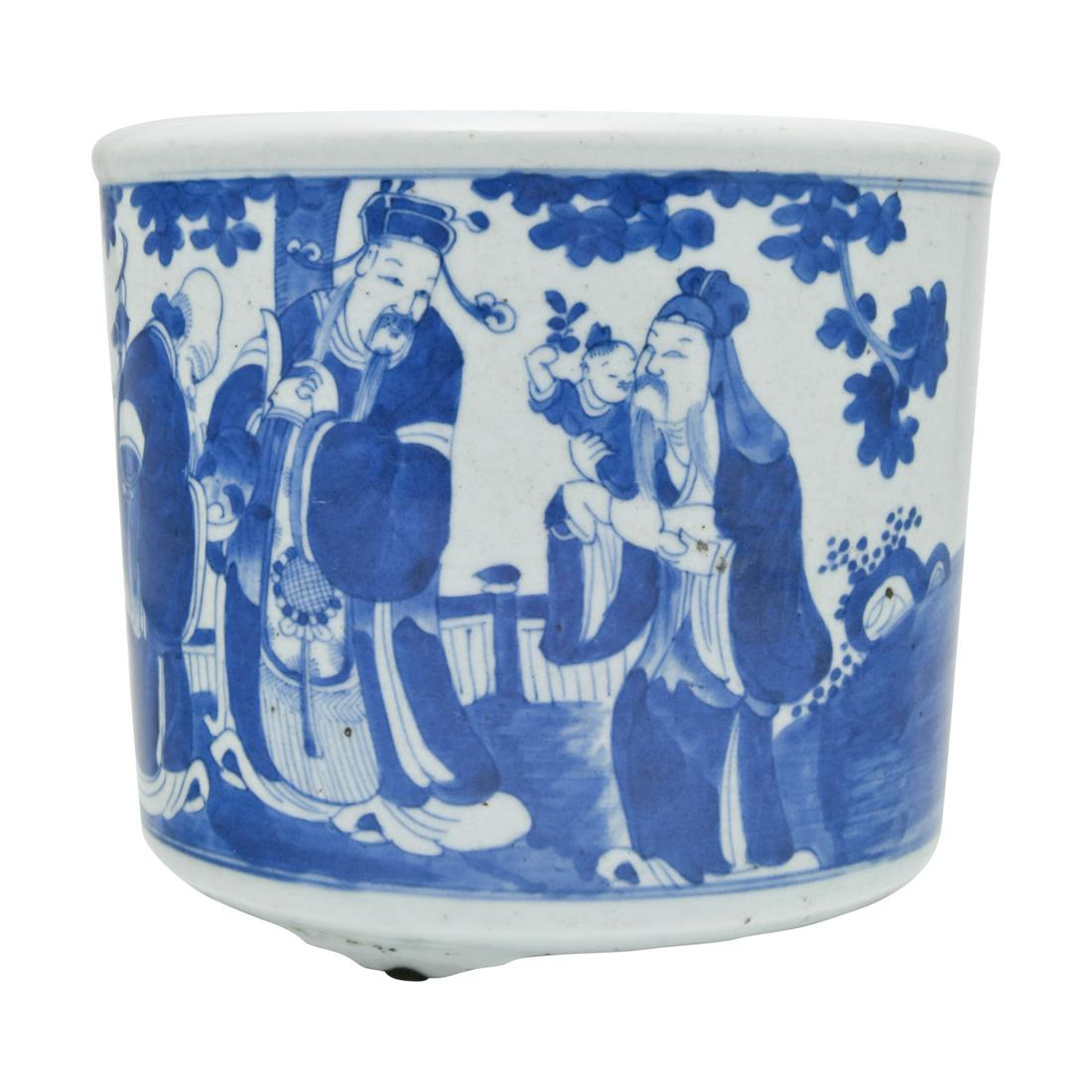 A Blue and White Three Star Gods Tripod Censer (1 of 3)
