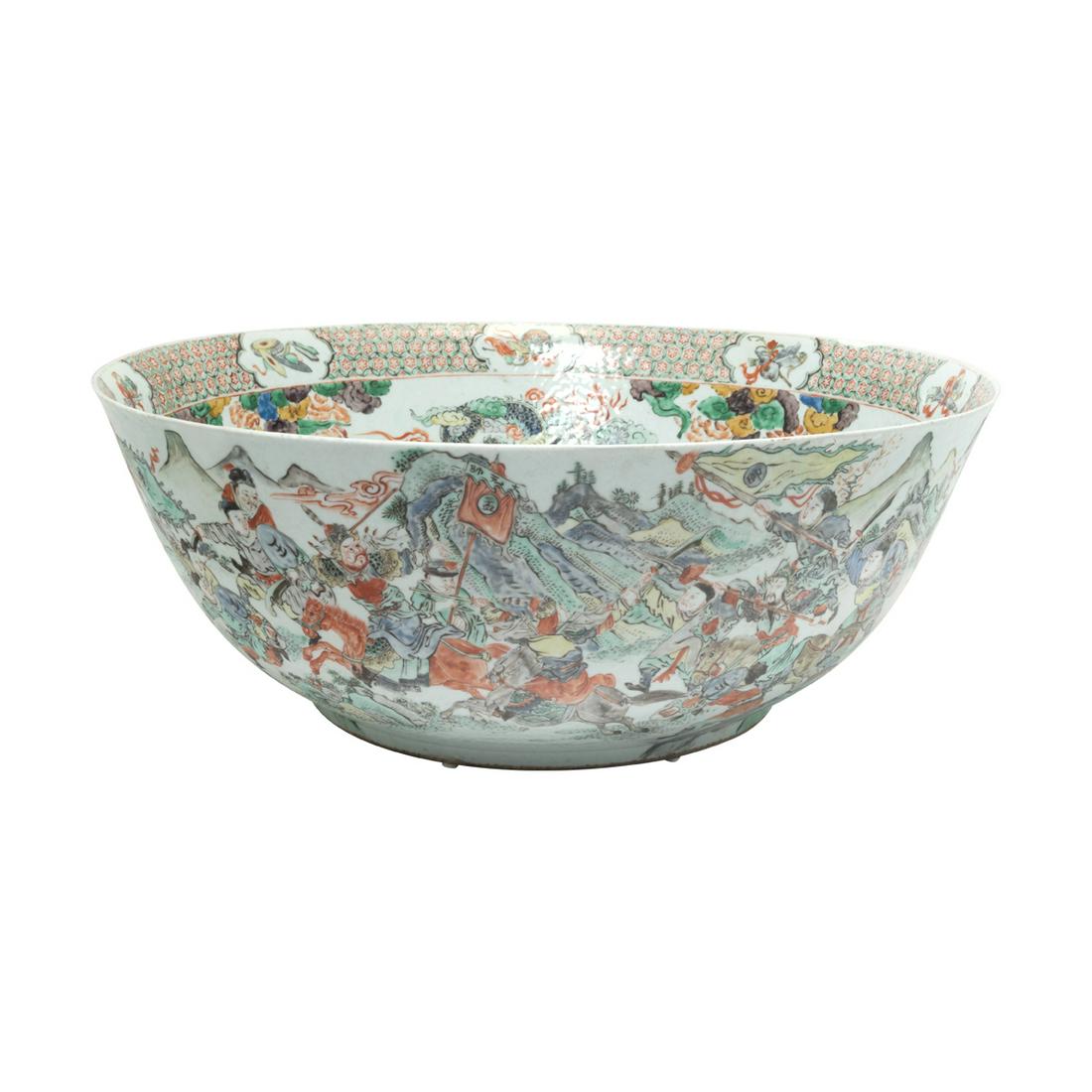 Chinese Export Porcelain Famille Verte Large Punch Bowl (1 of 4)