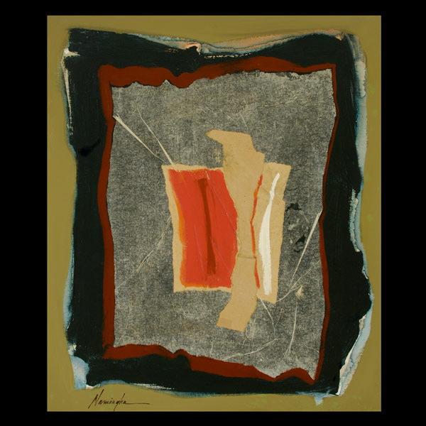 DAN NAMINGHA. Acrylic and mixed media on canvas: DAN NAMINGHA (Native American, b. 1950) Acrylic and mixed media on canvas. Sight: 23 1/2 x 19 1/2 inches. Signed lower left. Very good condition. Framed. Not examined out of frame.