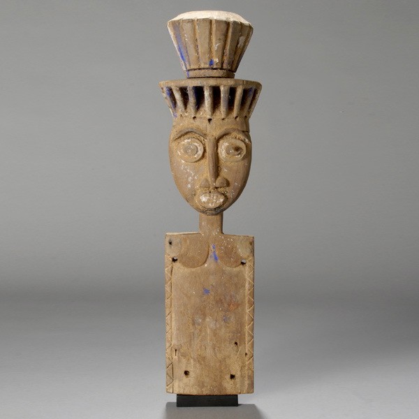 Ijo or Ijaw figure ex Emerson Woelffer: IJAW (IJO) KALABARI ANCESTOR FIGURE. Nigeria H = 21 1/4 inches. Provenance: the estate of Emerson Woelffer, Los Angeles.