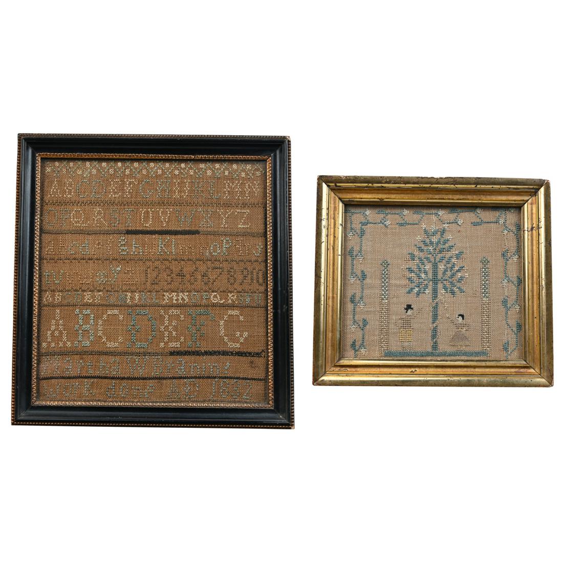 Two Needlework Articles: Picture & Sampler. (1 of 5)