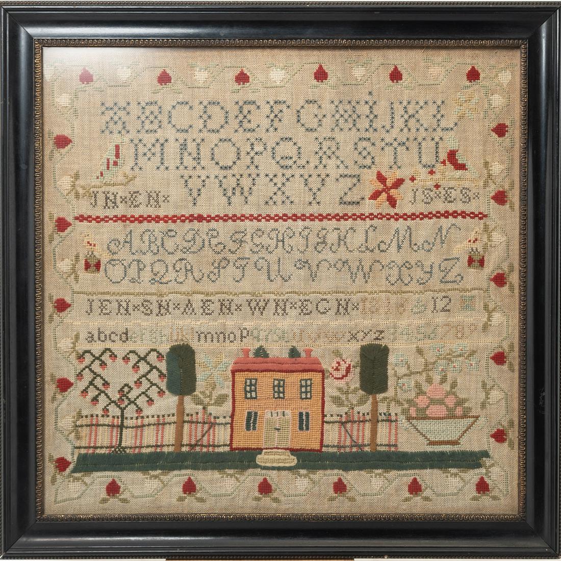 Irish Schoolgirl House Sampler Dated 1818. (1 of 3)