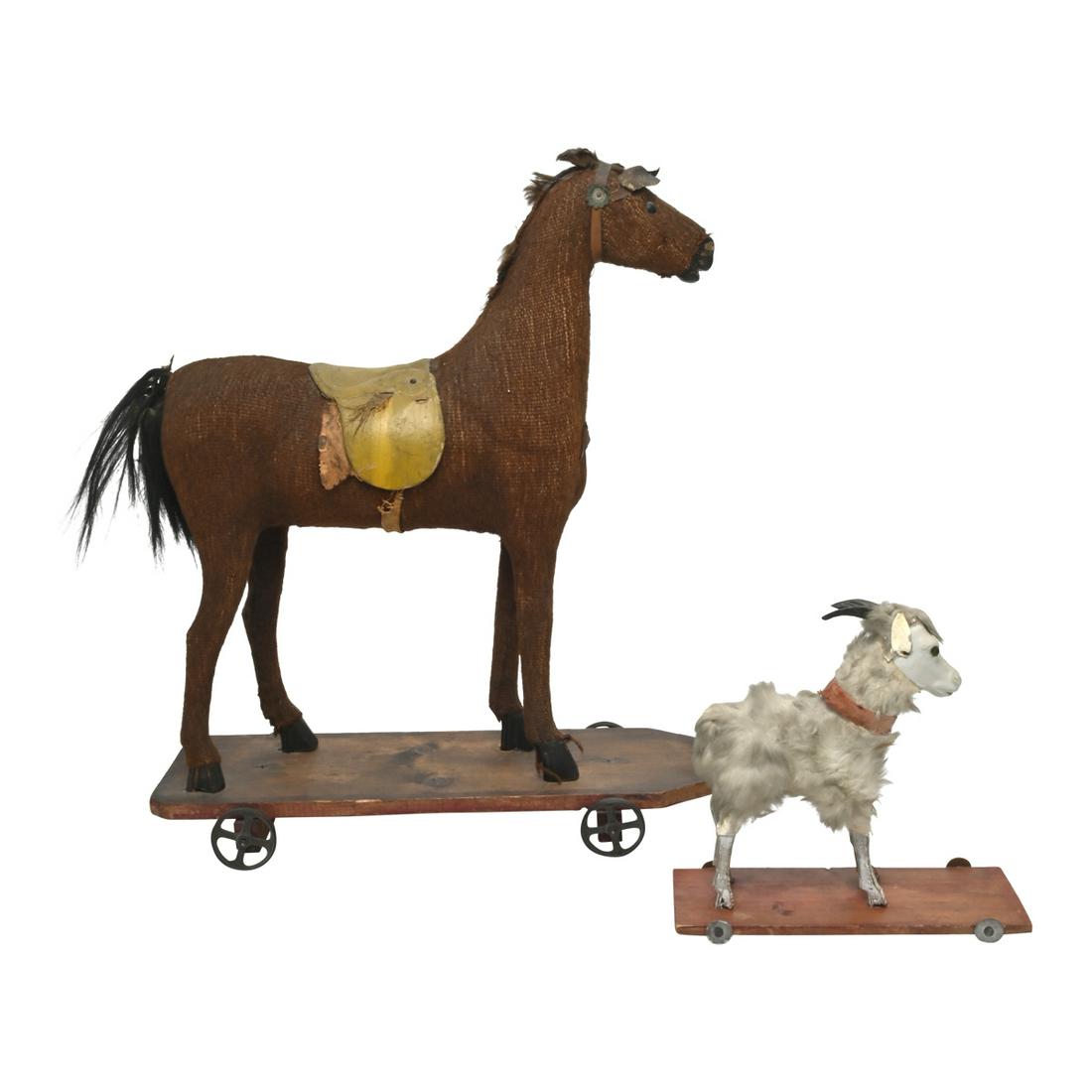 Antique Horse and Goat Pull Toys. (1 of 3)