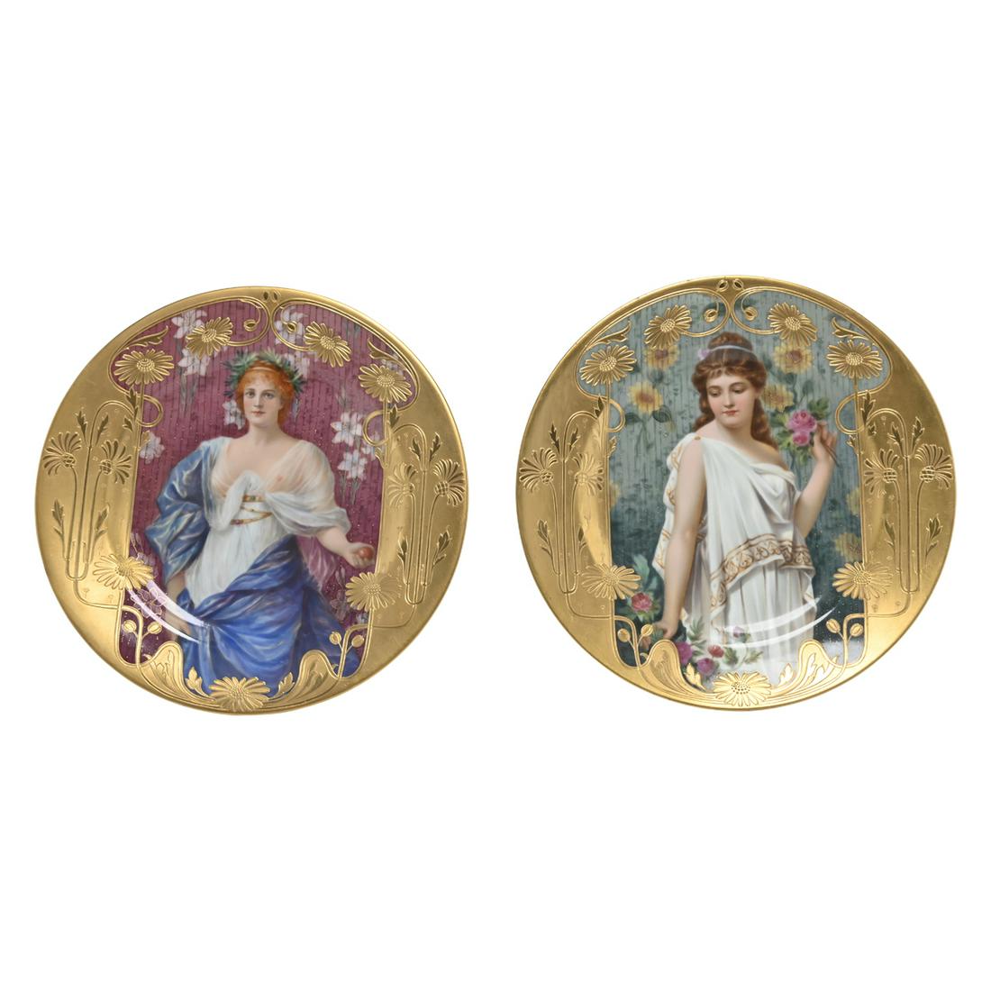 Two Art Nouveau German Porcelain Cabinet Plates. (1 of 3)